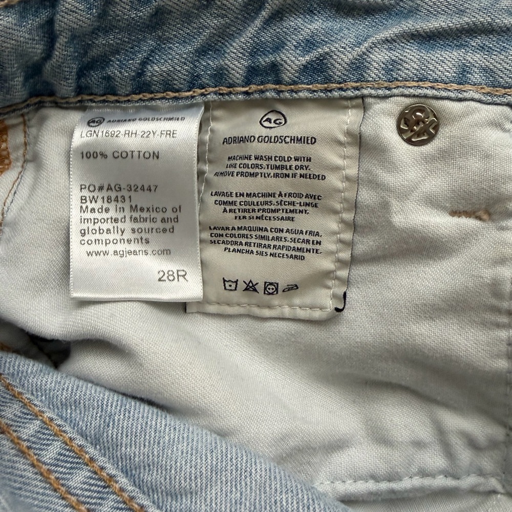 AG Adriano Goldschmied Light Blue Distressed Jean Shorts - Picture 5 of 7